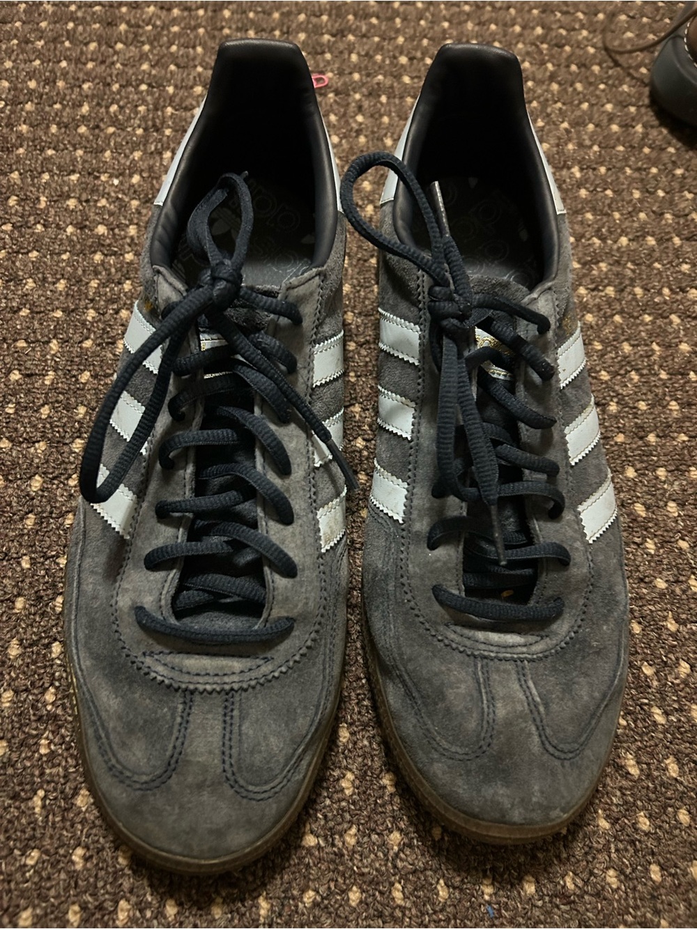 Men's Blue Suede Athletic Sneakers with White Stripes